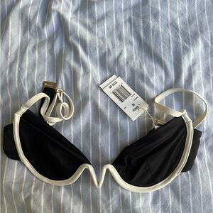 L*Space Black and White Bikini Top